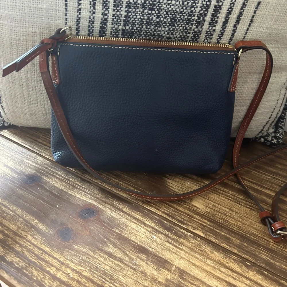 Dooney & Bourke Navy and Brown Ginger Large Crossbody Bag - Picture 3 of 7